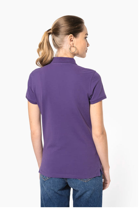 Polo femme piqué manches courtes en coton - 180 g/m²